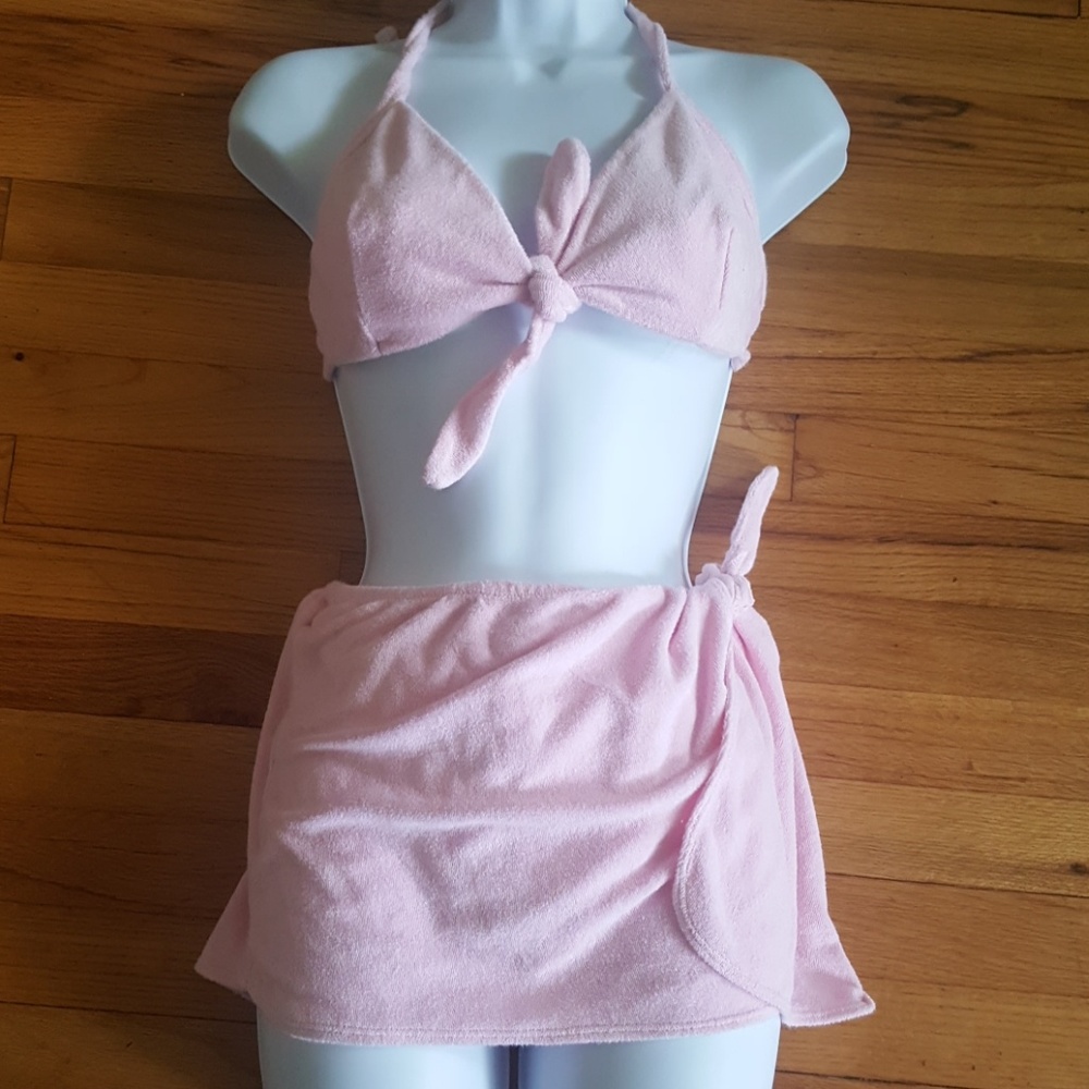Terrycloth Bikini Set W/ attached wrap
